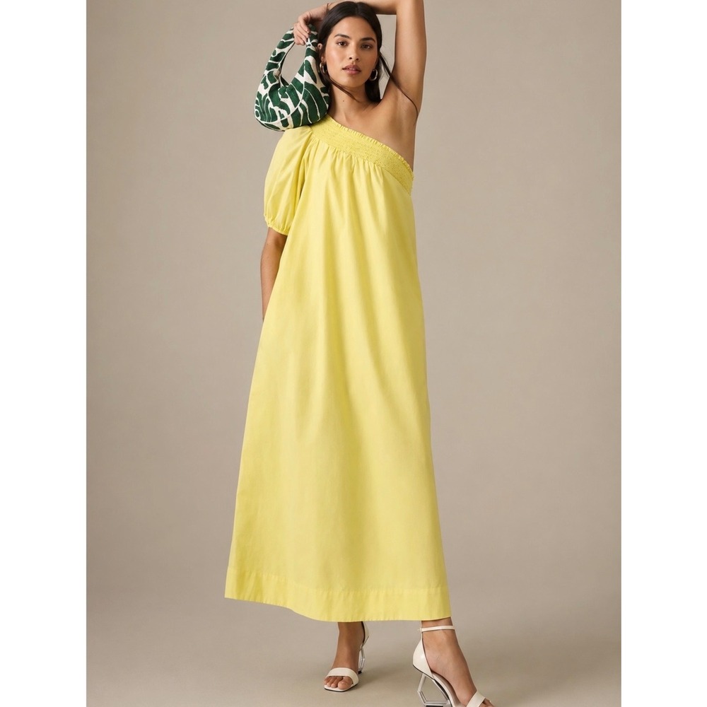 Maeve Anthropologie Yellow One Shoulder Maxi Dress XS Resort Coastal Beach Guest